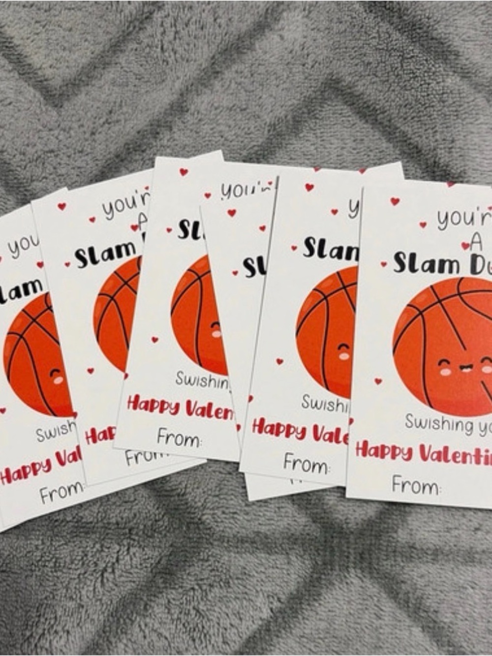 (7) unused Valentine's Slam Dunk Basketball Cards - Orange
